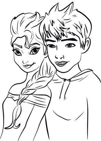 Elsa And Jack Frost Coloring Page